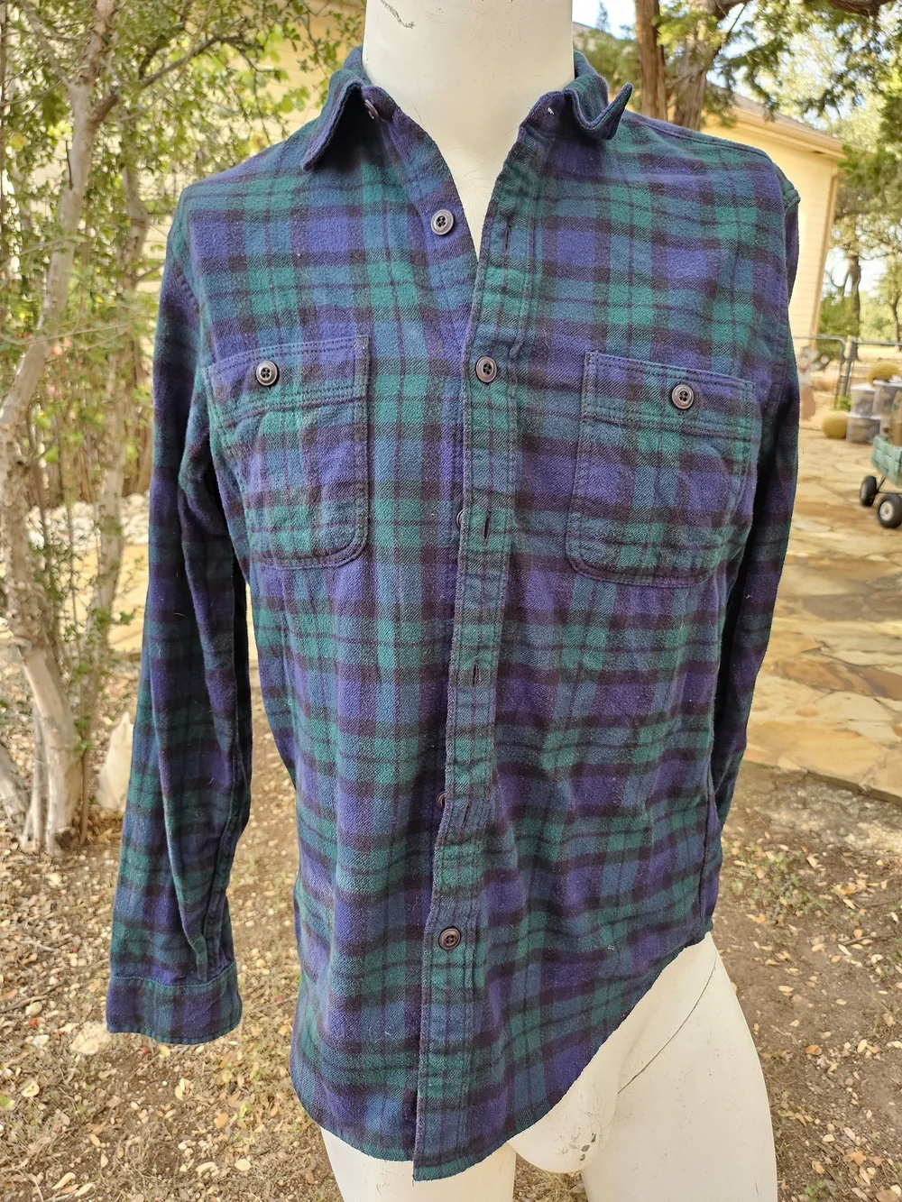 Lot Of 3 J. Crew Plaid Cotton Flannel Button-Down Shirts Blue and Green Tones M